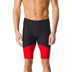 Speedo Spark Splice Jammer Swimsuit ML Medium Black Red 22 7705914